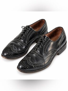 Allen Edmonds Lloyd Black Leather CapToe Wingtip Oxford Longwing Brogue Derby 10